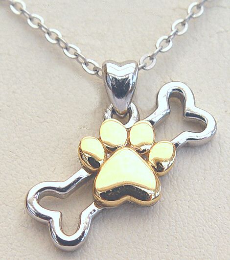 Dog Paw and Bone Necklace