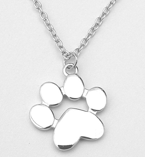 Silver Circle with Paw Print Necklace | Paws Into Grace