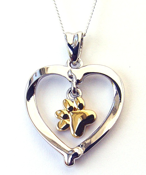 Gold Pawprints In My Heart Necklace